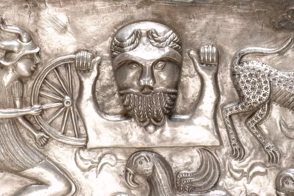 Taranis Celtic god of Thunder on Gundestrup Cauldron